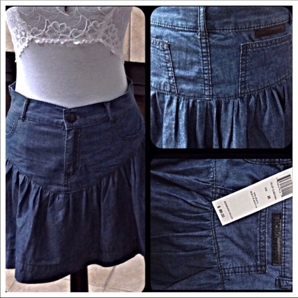 BCBGENERATION DENIM JEAN MINI SKATER SKIRT - Picture 4 of 8